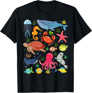 Ocean Life Sea Aesthetic Dolphin Beach 90s Vintage Graphic T-Shirt - T-Shirt | Black