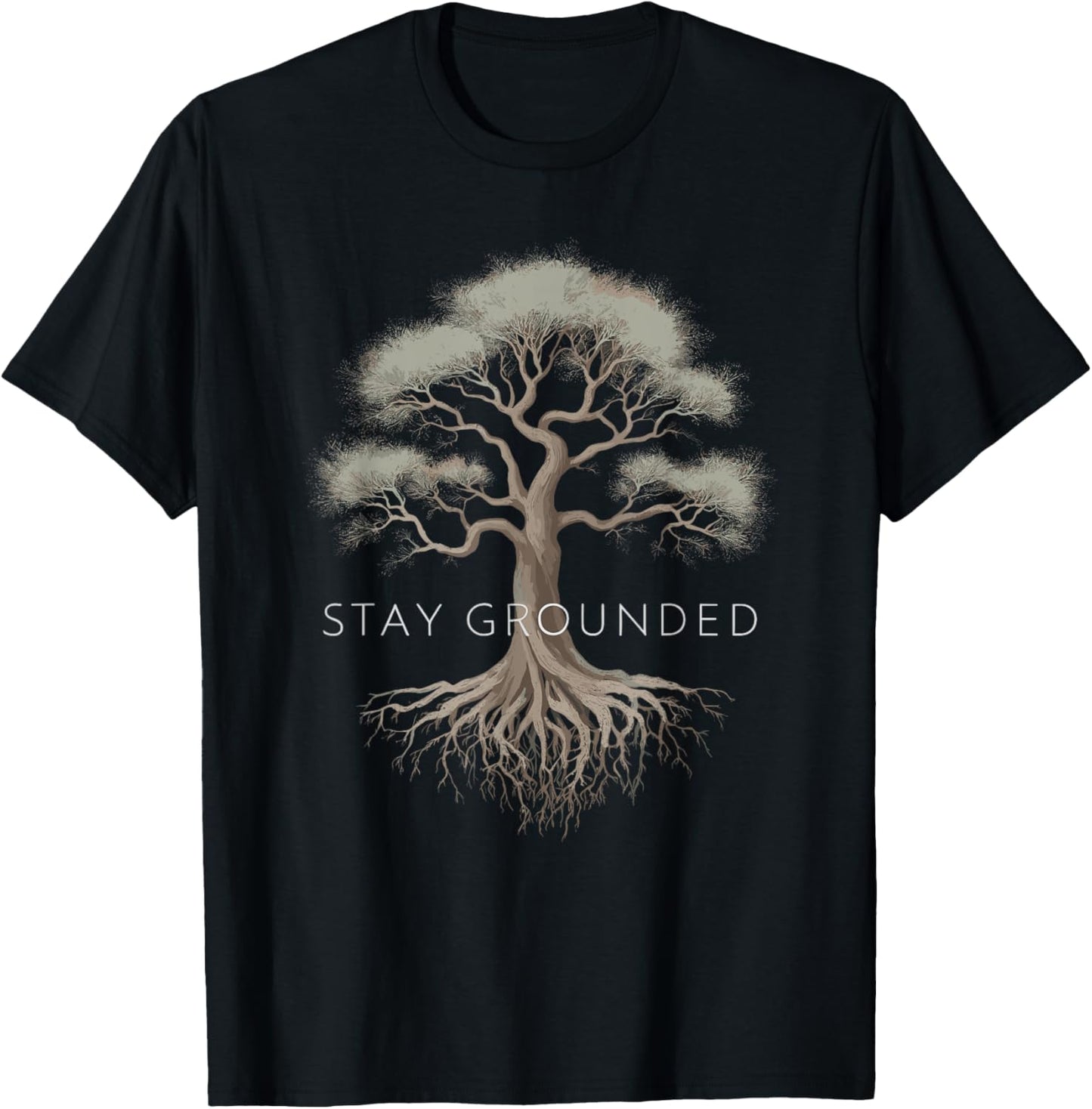 Stay Grounded - Inspiring Tree Roots Design T-Shirt - T-Shirt | Black