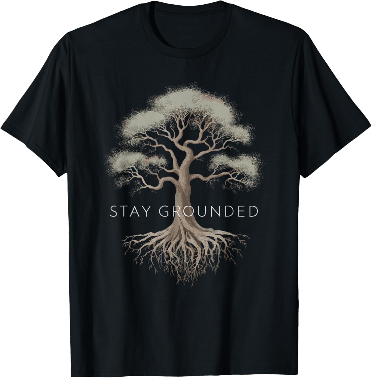 Stay Grounded - Inspiring Tree Roots Design T-Shirt - T-Shirt | Black