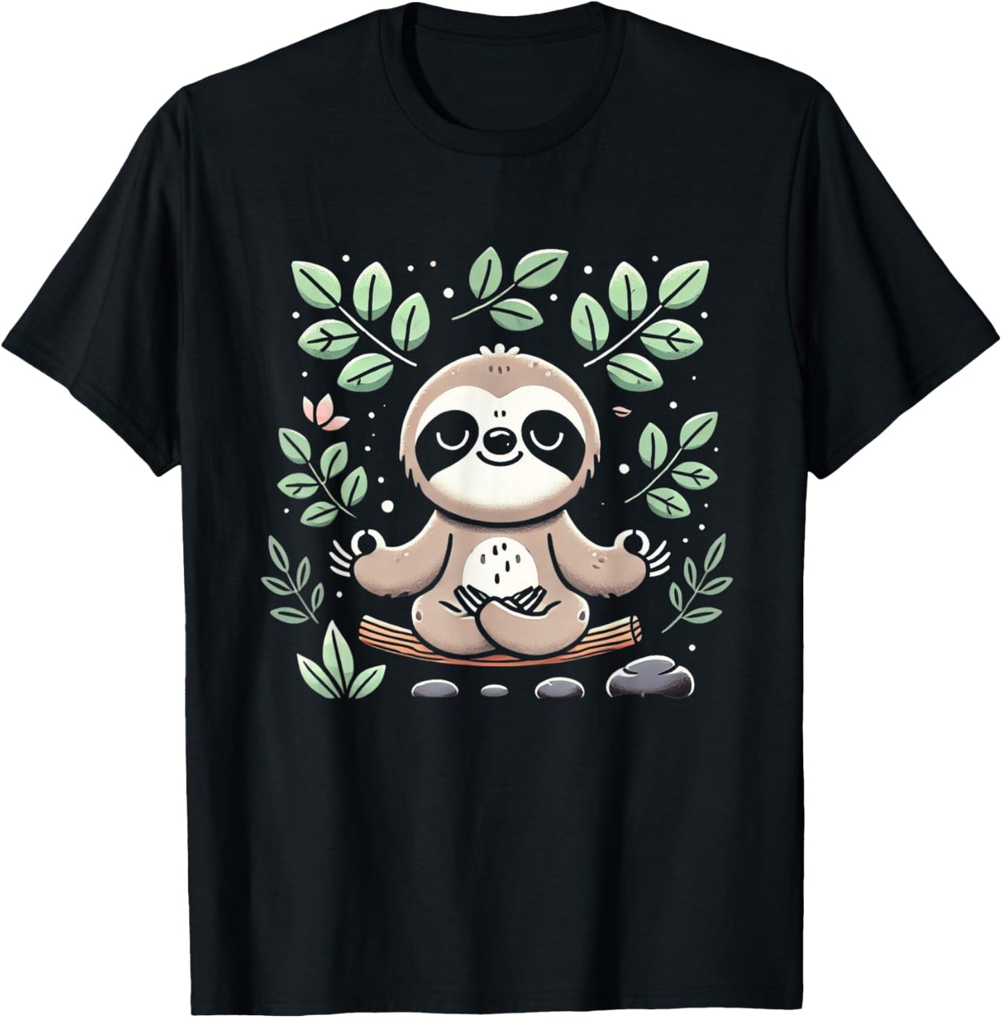 Cute Funny Sloth Meditating Meditation Peace Zen Sloth T-Shirt - T-Shirt | Black
