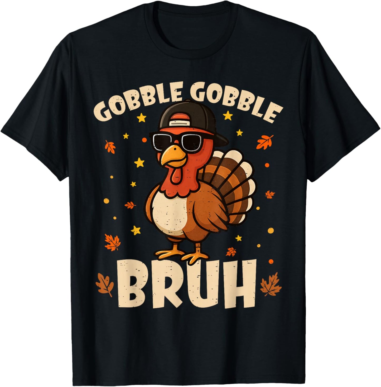 Bruh Funny Thanksgiving Turkey Gobble Shirt Boys Girls Kids T-Shirt - T-Shirt | Black