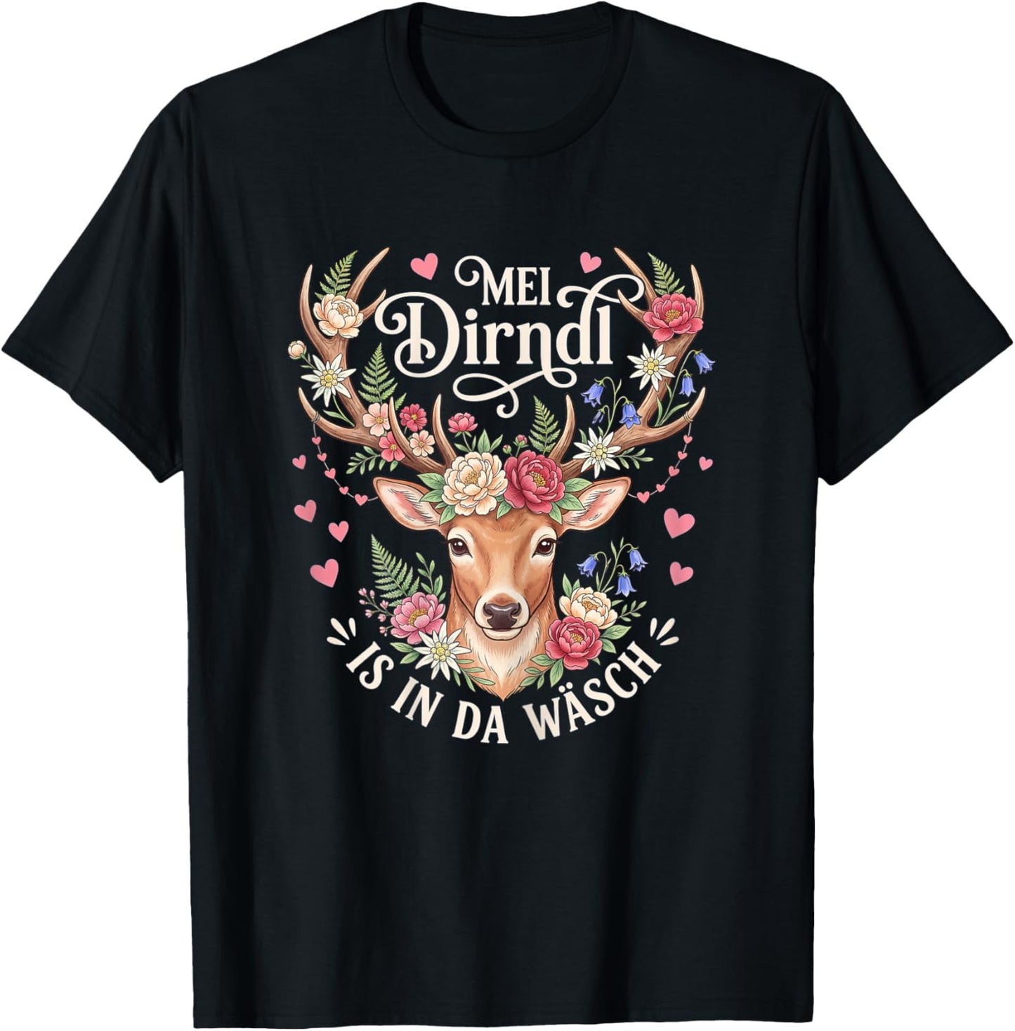 Trachtenshirt Damen Passend für Oktoberfest Damen Trachten T-Shirt - T-Shirt | Black