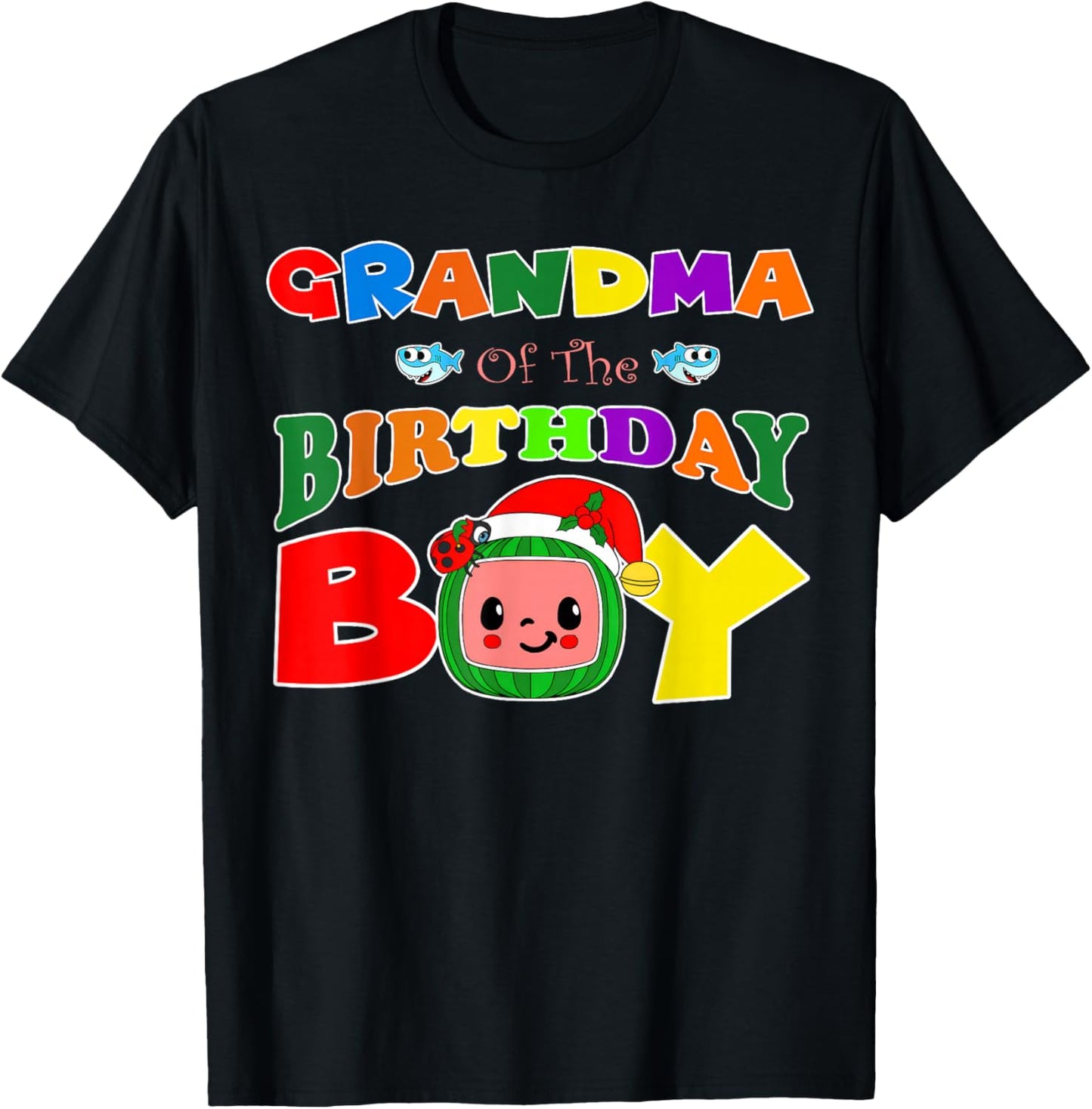 Grandma Of The Birthday Boy Funny Melon Family Matching T-Shirt - T-Shirt | Black