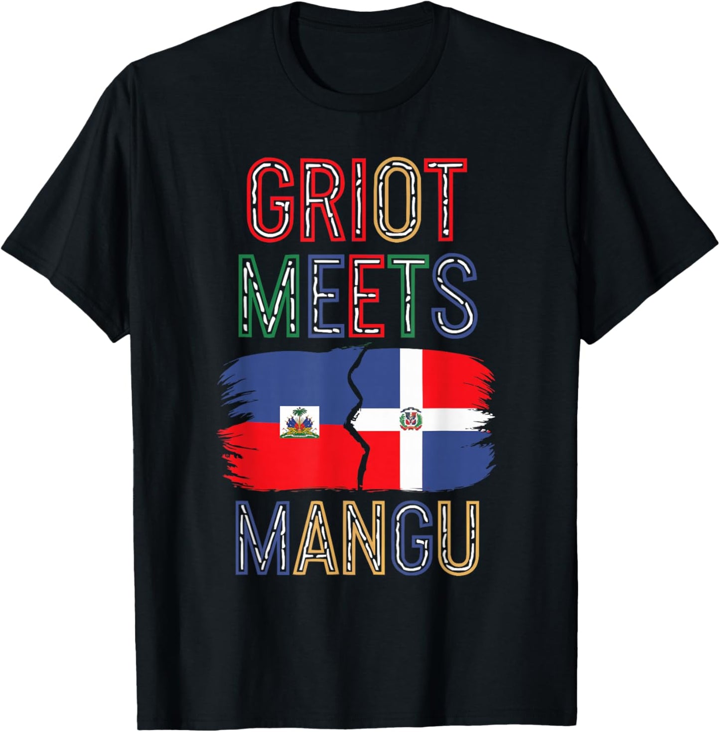 Half Haitian Half Dominican Republic Flag Haiti T-Shirt - T-Shirt | Black