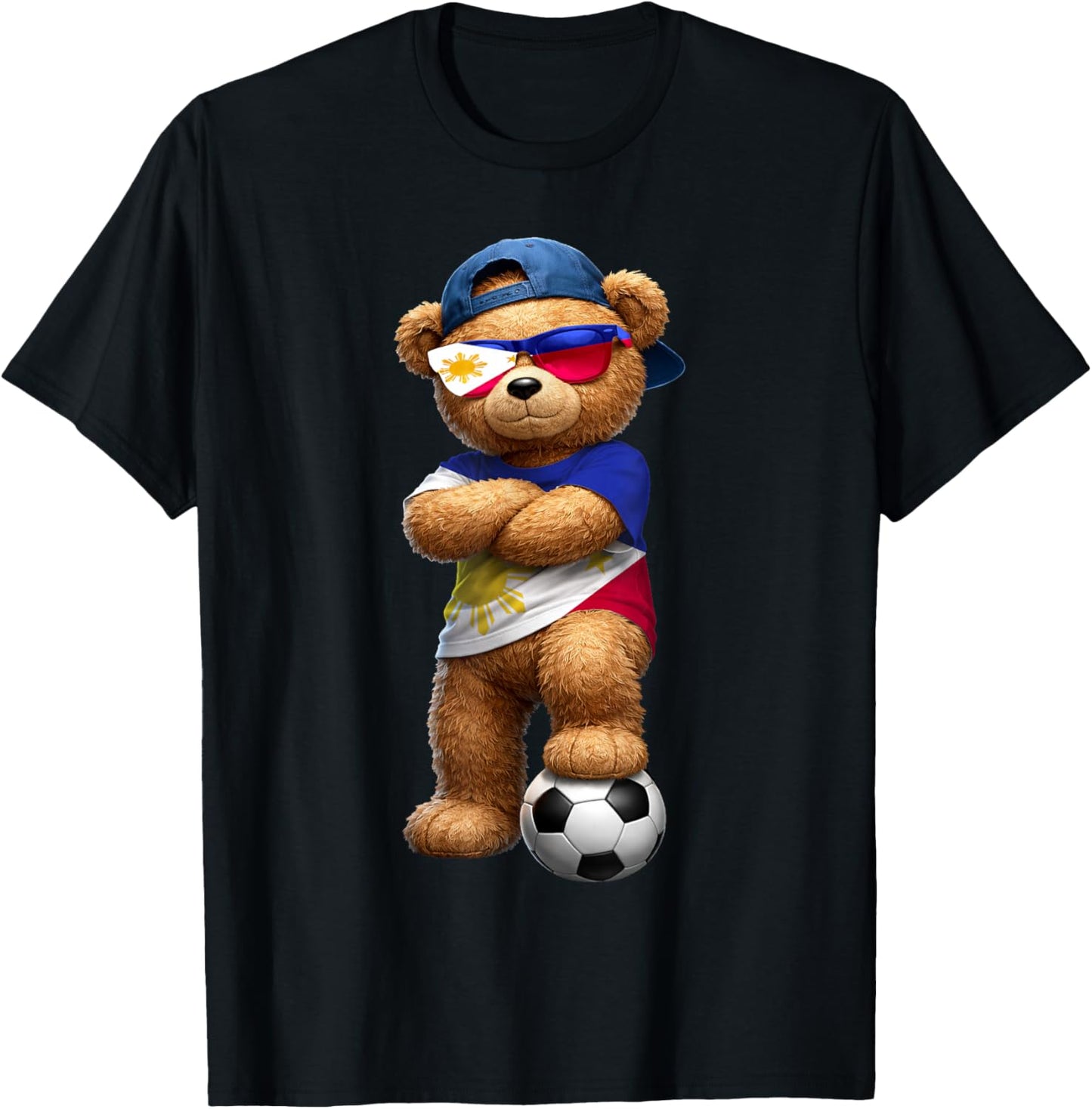Filipino Flag Teddy Player Sports Outfit for Philippines T-Shirt - T-Shirt | Black