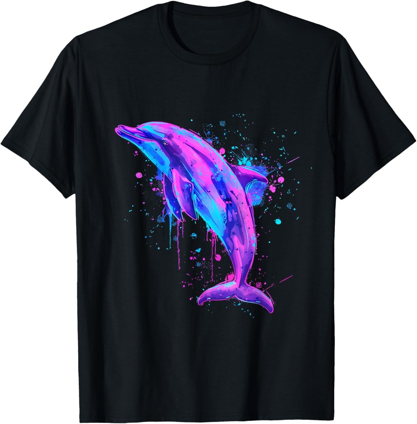 Sea Ocean Dolphin Artwork Dolphin Ocean Sea Animal Lover T-Shirt - T-Shirt | Black