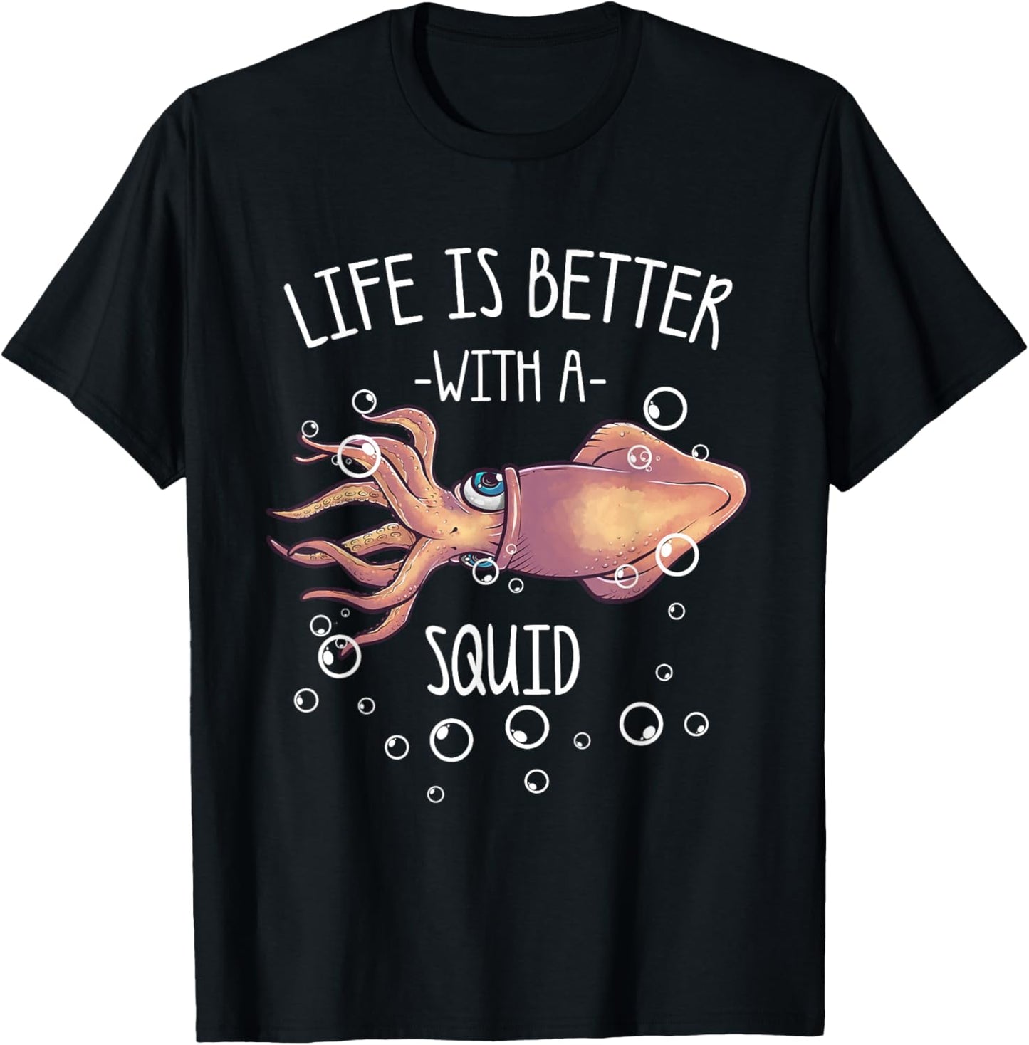 Best Squid Art Women Kids Adult Octopus Lover Squid T-Shirt - T-Shirt | Black