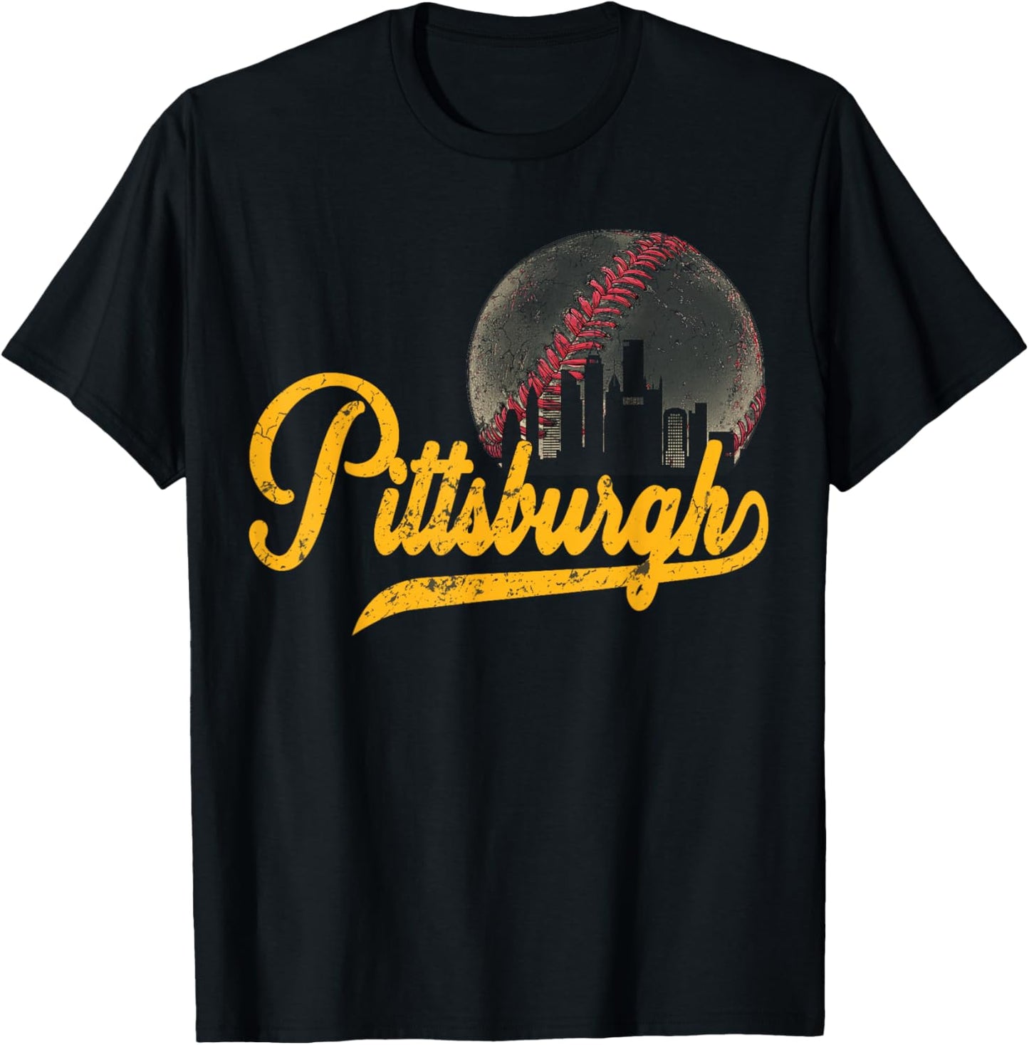 Pittsburgh Jersey Style Shirt Vintage Pittsburgh Skyline T-Shirt - T-Shirt | Black