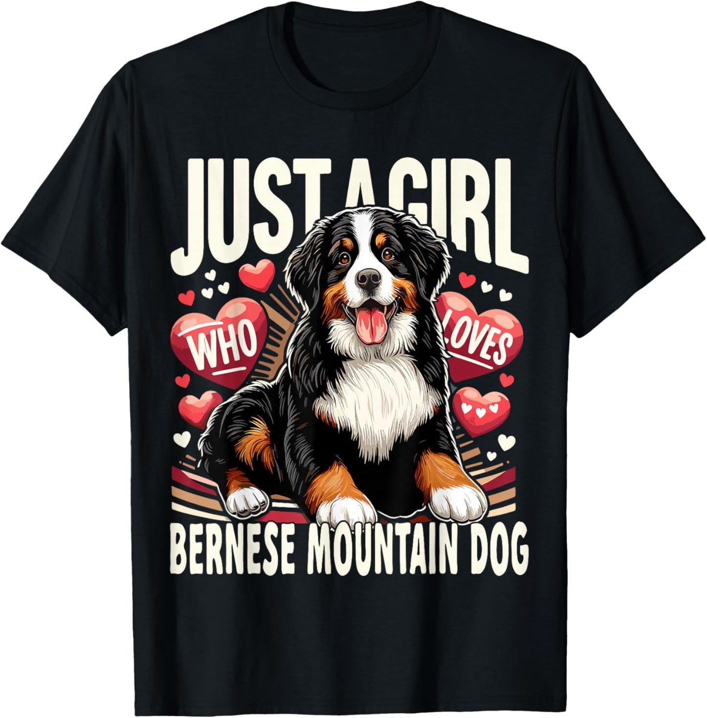 Just a Girl Who Loves Bernese Mountain Berner Dog T-Shirt - T-Shirt | Black