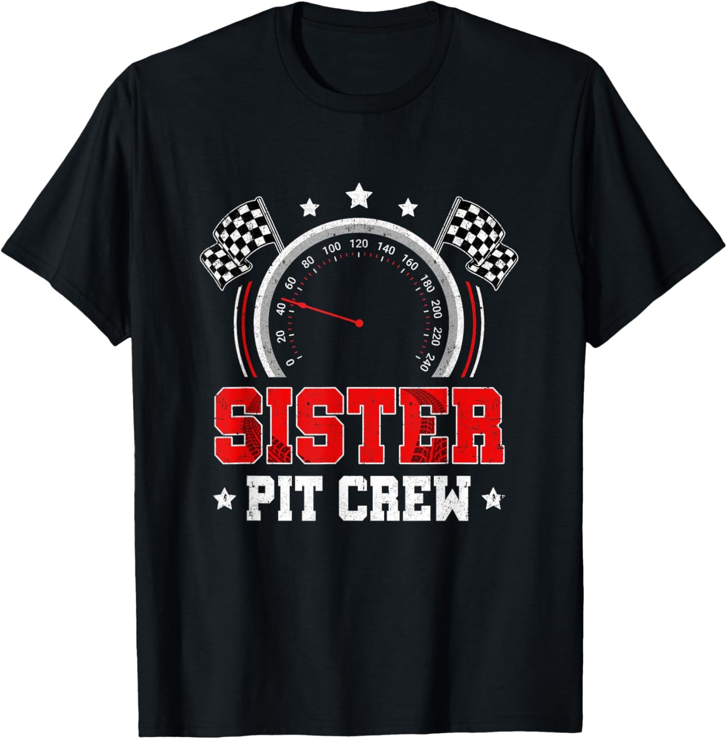 Sister Pit Crew Race Car Birthday Party Racing Family T-Shirt - T-Shirt | Black