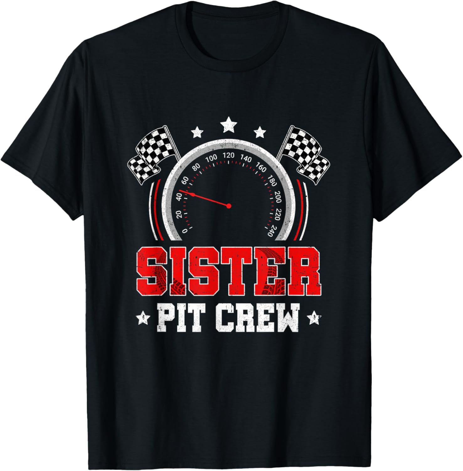 Sister Pit Crew Race Car Birthday Party Racing Family T-Shirt - T-Shirt | Black