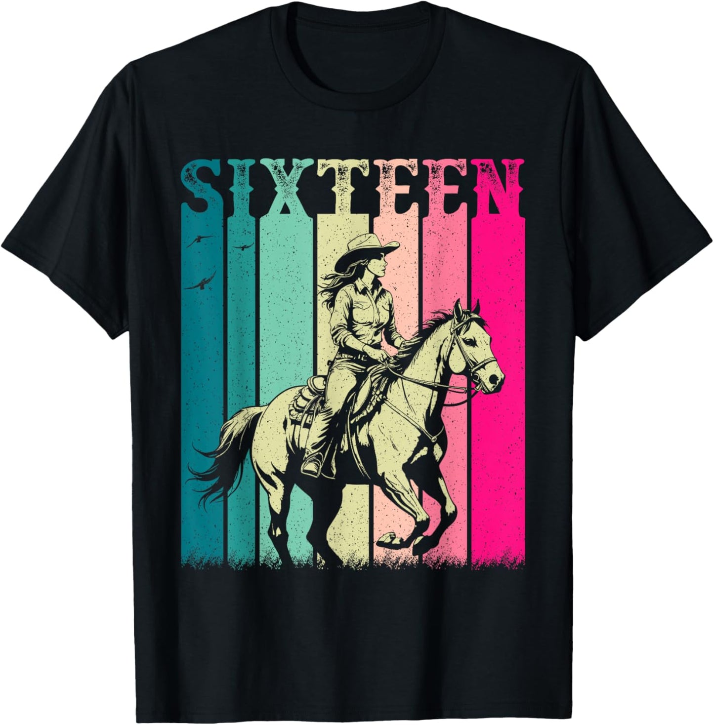 Cowgirl 16th Birthday Girls 16 Year Old Western Rodeo Party T-Shirt - T-Shirt | Black