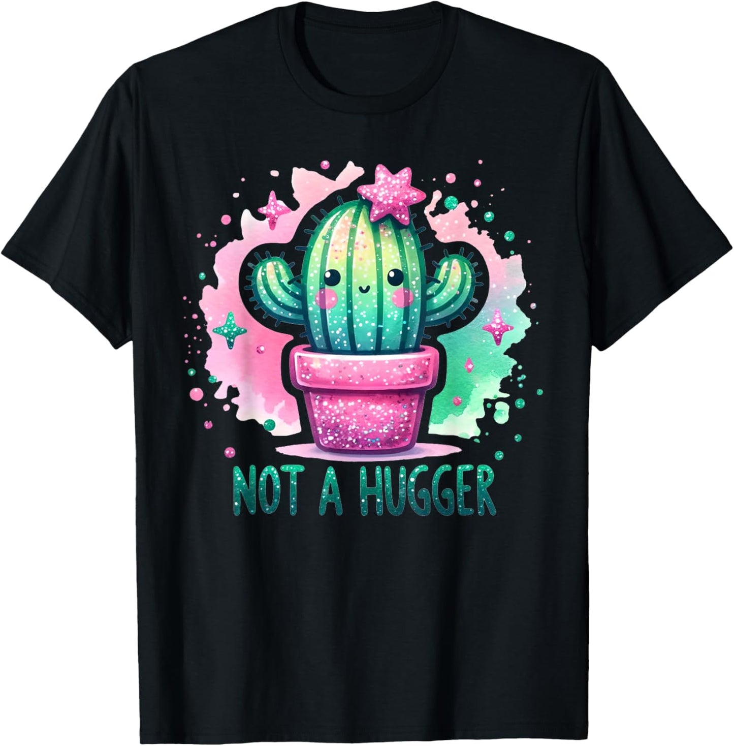 Not A Hugger Funny Vintage Cactus Cute Girl Women Sarcastic T-Shirt - T-Shirt | Black