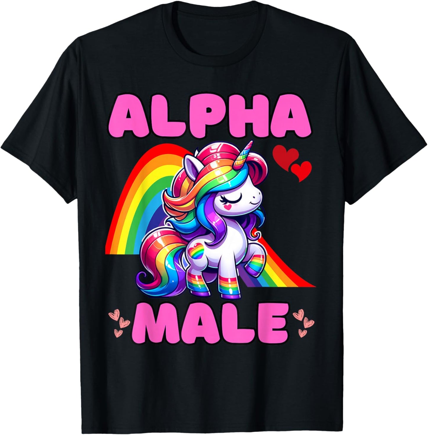 Alpha Male - Lustiges sarkastisches Regenbogen-Einhorn - Great Stag Do T-Shirt - T-Shirt | Black