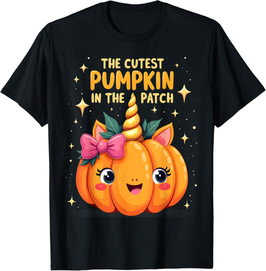 The Cutest Pumpkin In The Patch Halloween Pumpkin Kids T-Shirt - T-Shirt | Black