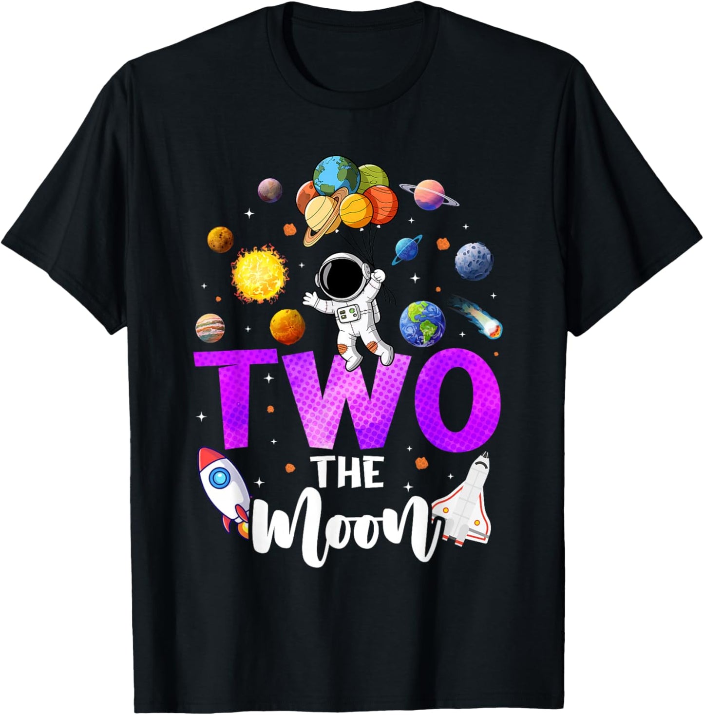 Two The Moon Birthday Girl Outfit 2 Year Old 2nd Bday T-Shirt - T-Shirt | Black