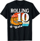 10th Birthday Rolling Into 10 Roller Skates Bday Girls Boys T-Shirt - T-Shirt | Black