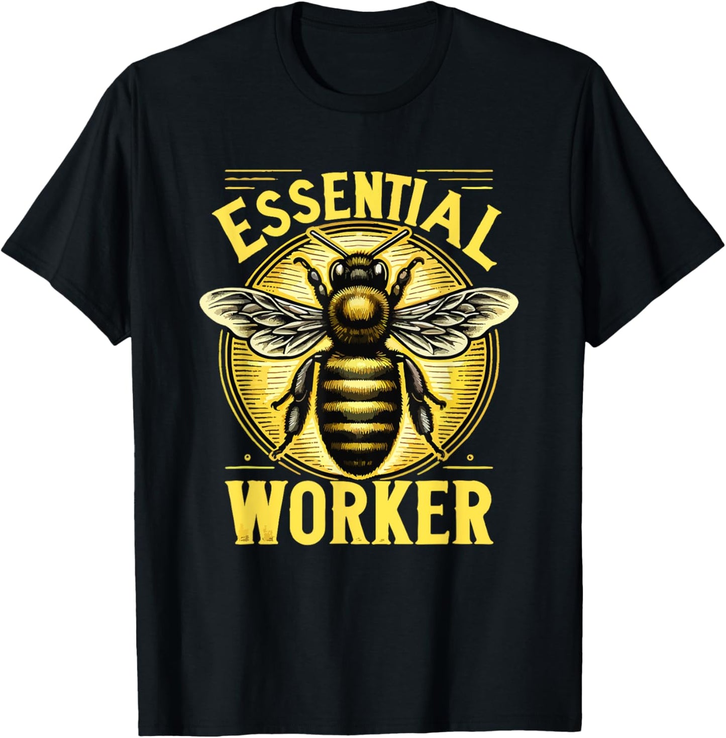 Essential Worker Beekeeper Beekeeping Hive Bees Retro T-Shirt - T-Shirt | Black