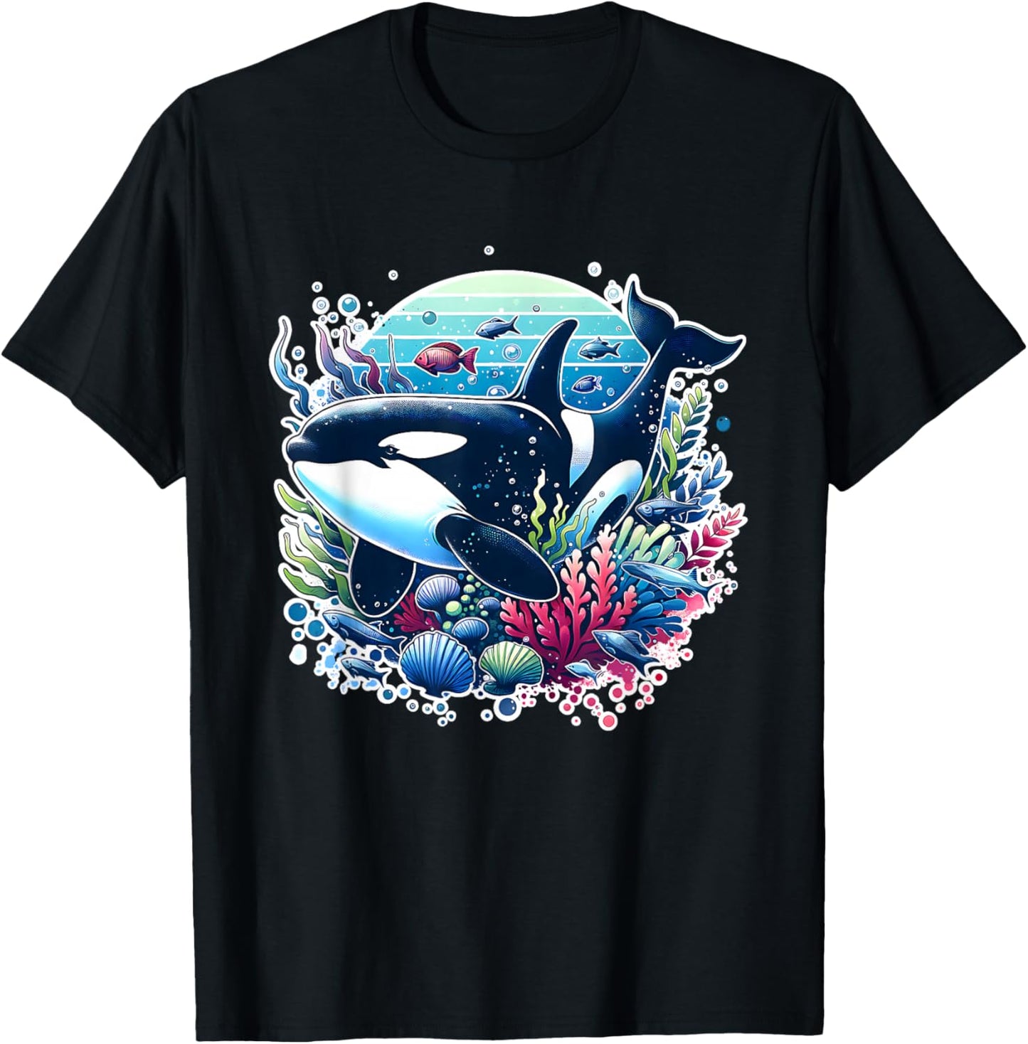 Orca Beautiful Whale Sea Animal Graphic Orca T-Shirt - T-Shirt | Black