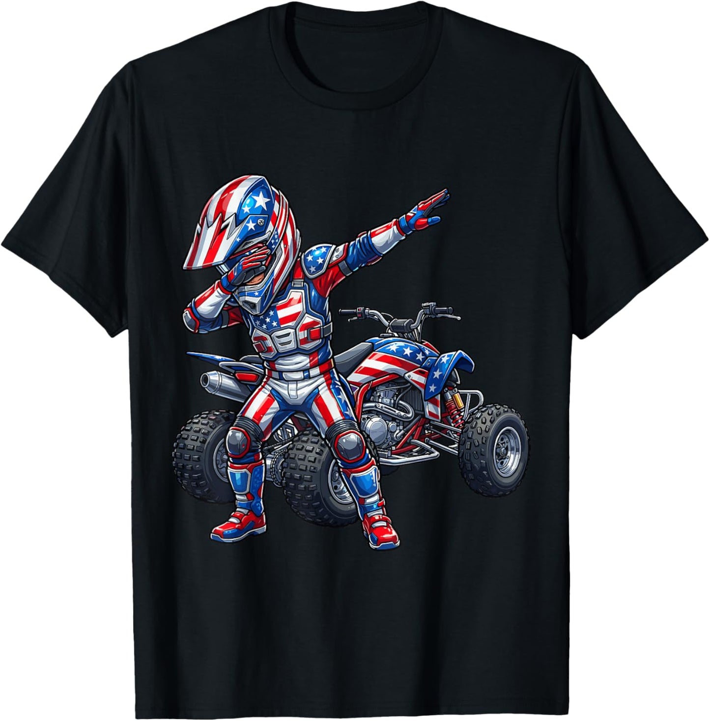 4 Wheeler ATV Quad USA American Flag Boys Kids T-Shirt - T-Shirt | Black