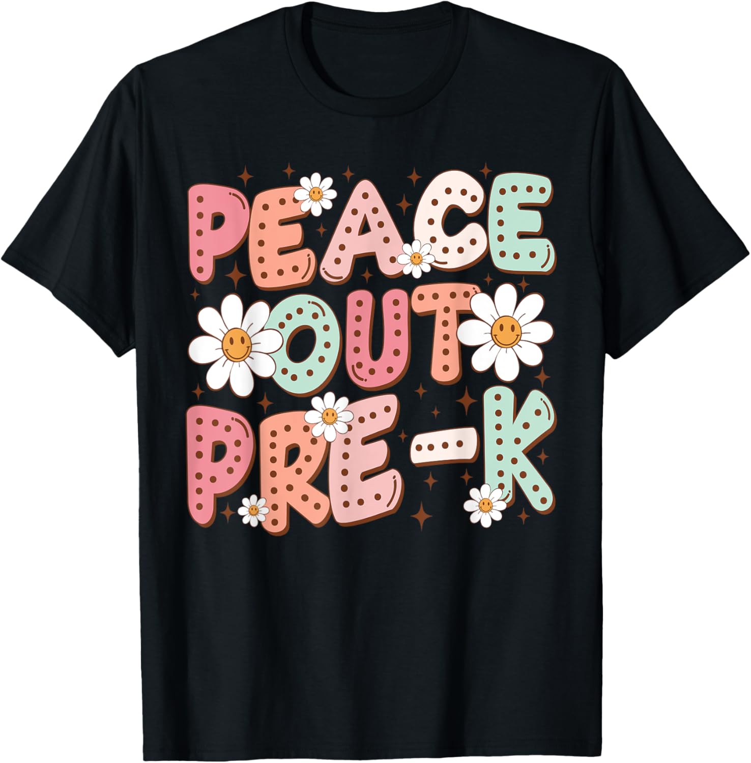 Peace Out Pre-K Cute Groovy Last Day of Preschool Graduation T-Shirt - T-Shirt | Black