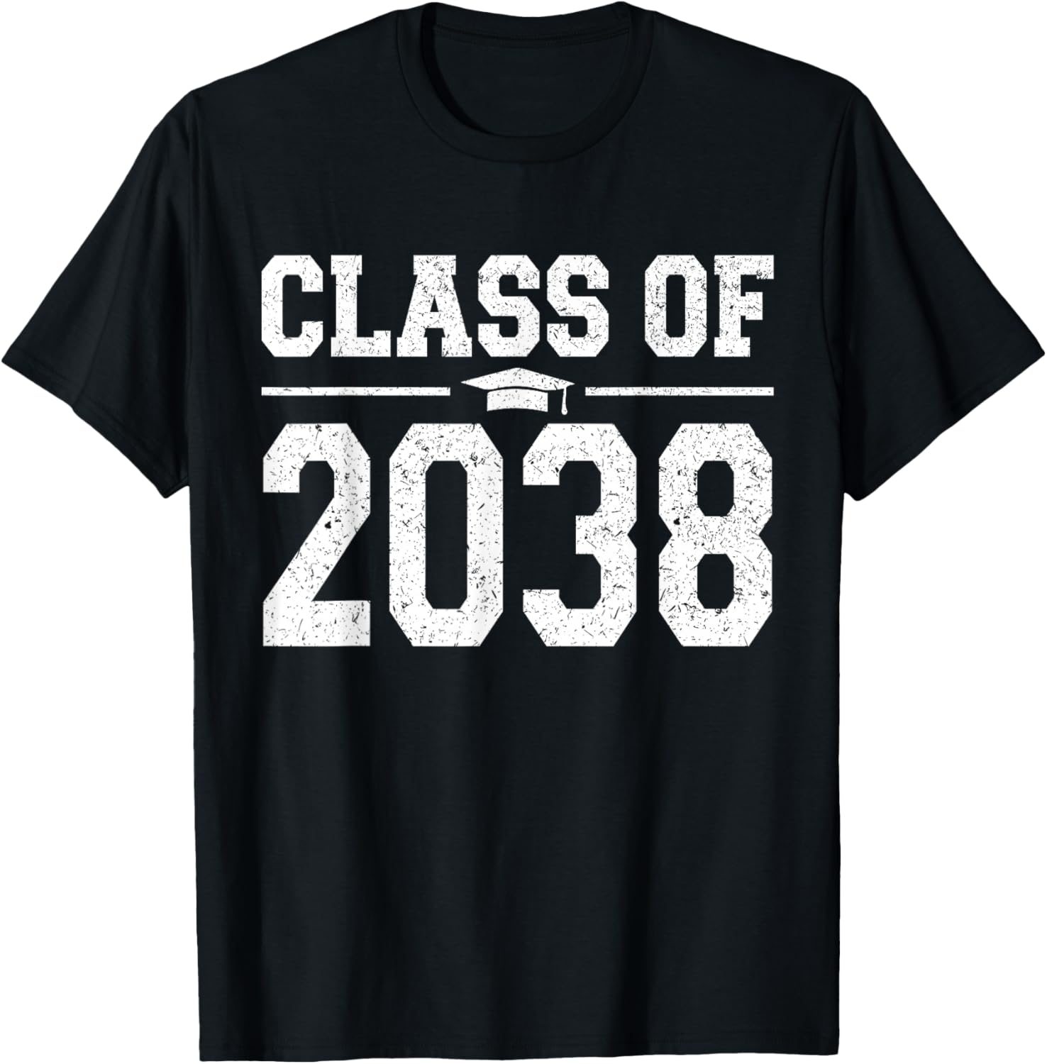 Class of 2038 Grow With Me Graduation Vintage Kindergarten T-Shirt - T-Shirt | Black