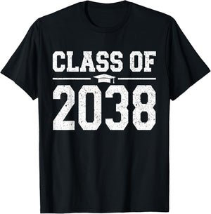 Class of 2038 Grow With Me Graduation Vintage Kindergarten T-Shirt - T-Shirt | Black