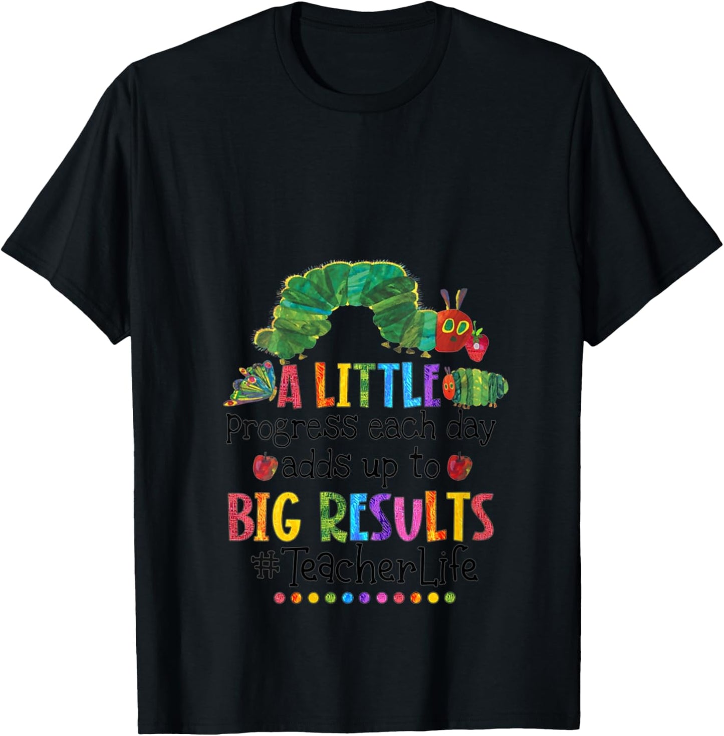 A Little Progress Each Day Adds Up to Big Results Teacher V-Neck T-Shirt - T-Shirt | Black
