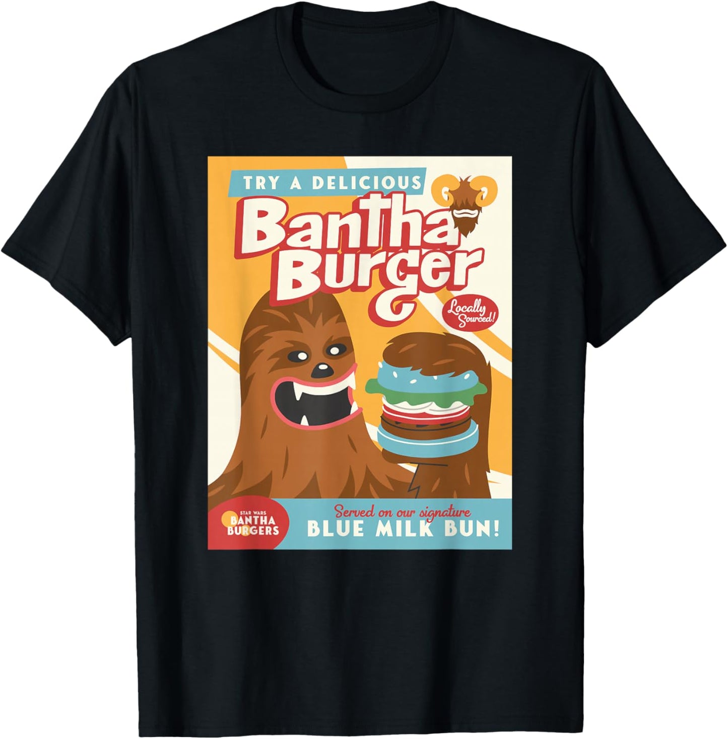 Star Wars Bantha Burger Served On Our Blue Milk Bun Wookie T-Shirt - T-Shirt | Black