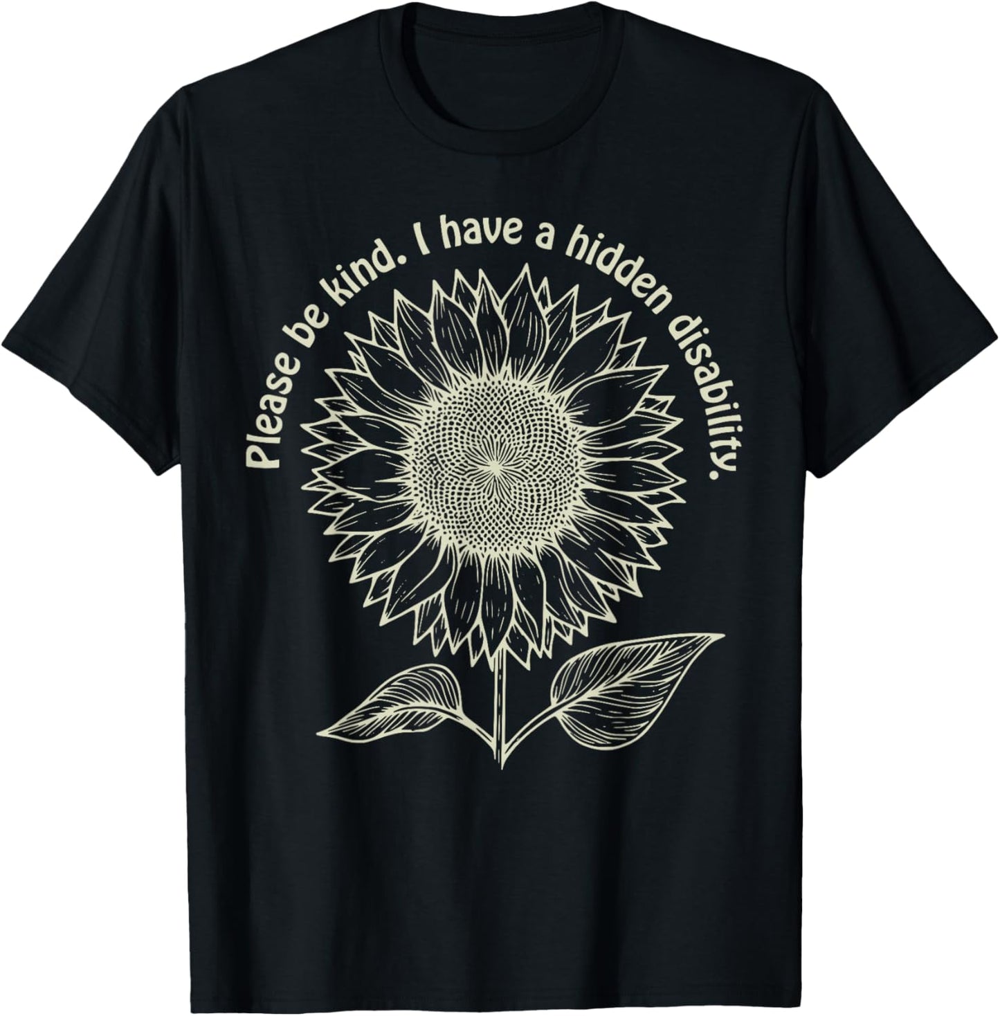 Hidden Disability Awareness Disability Sunflower Autism T-Shirt - T-Shirt | Black