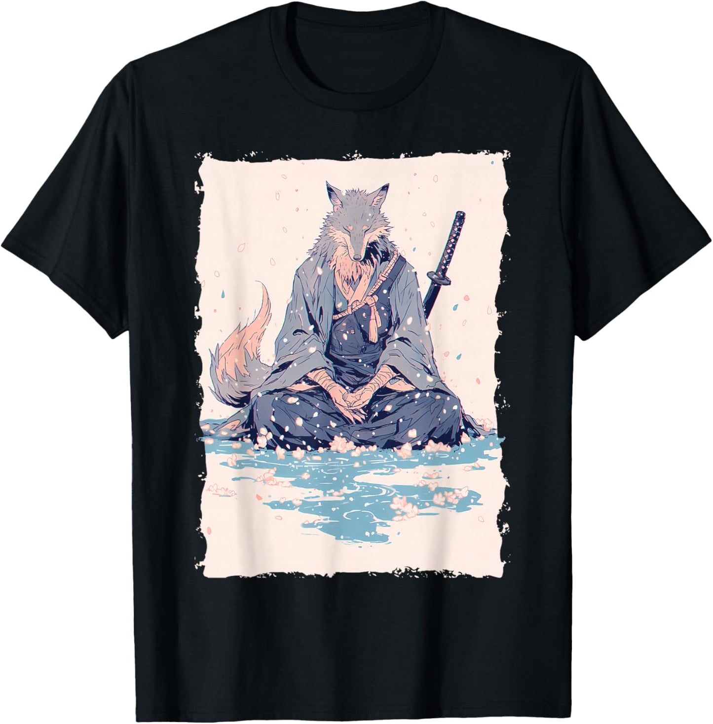 Kitsune Samurai Warrior Japan Myth Fox Spirit T-Shirt - T-Shirt | Black