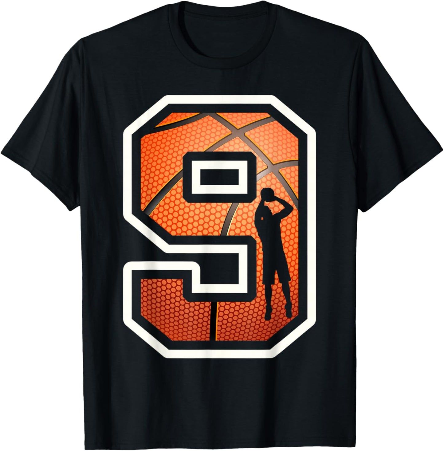 9th Birthday Basketball Player 9 Years Old Nine Sporty Bday T-Shirt - T-Shirt | Black