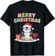 Cute Penguin Merry Christmas Lights Santa Family Pajama Xmas T-Shirt - T-Shirt | Black