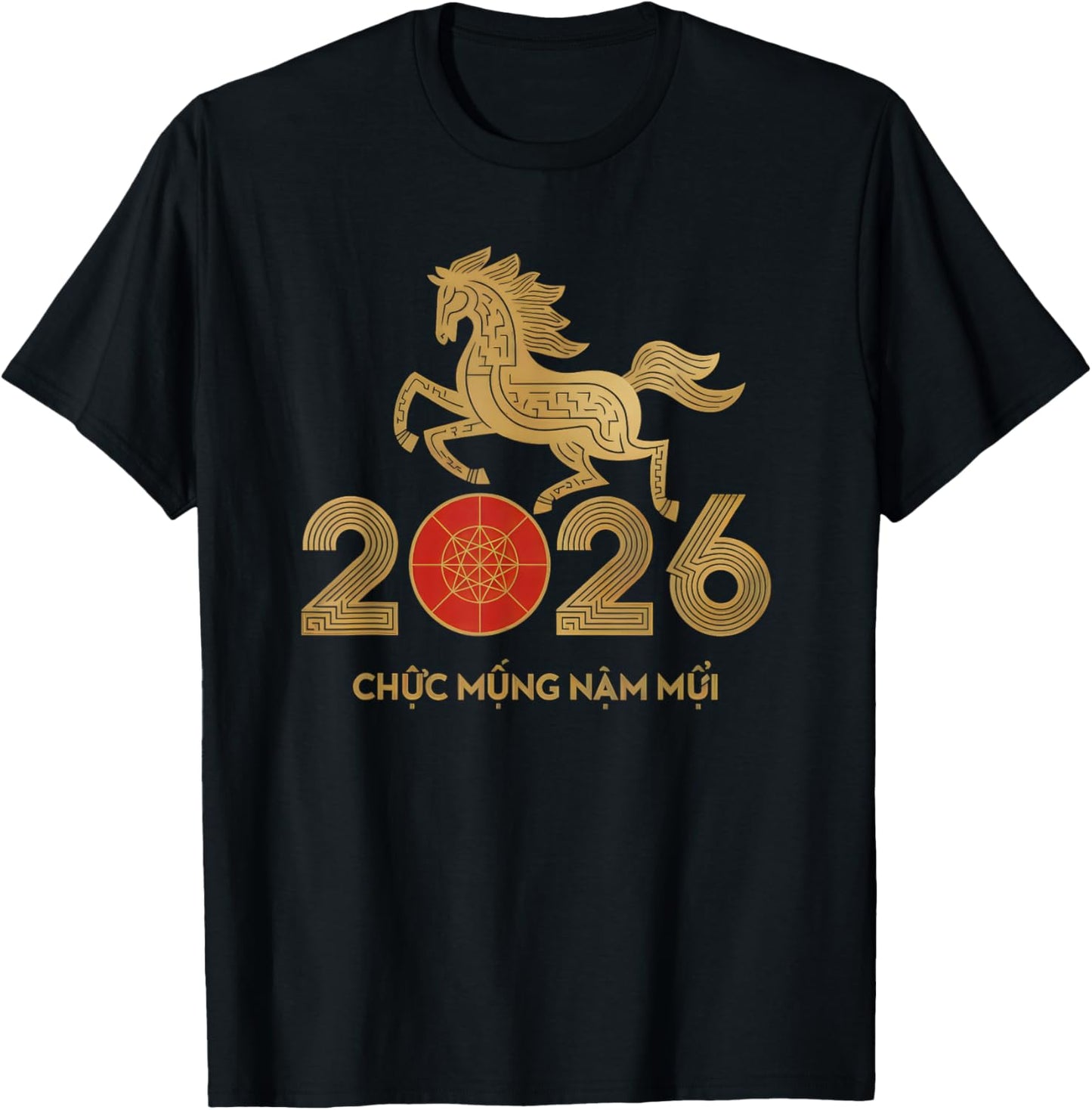 Vietnamese New Year 2026 Year of Design Horse T-Shirt - T-Shirt | Black