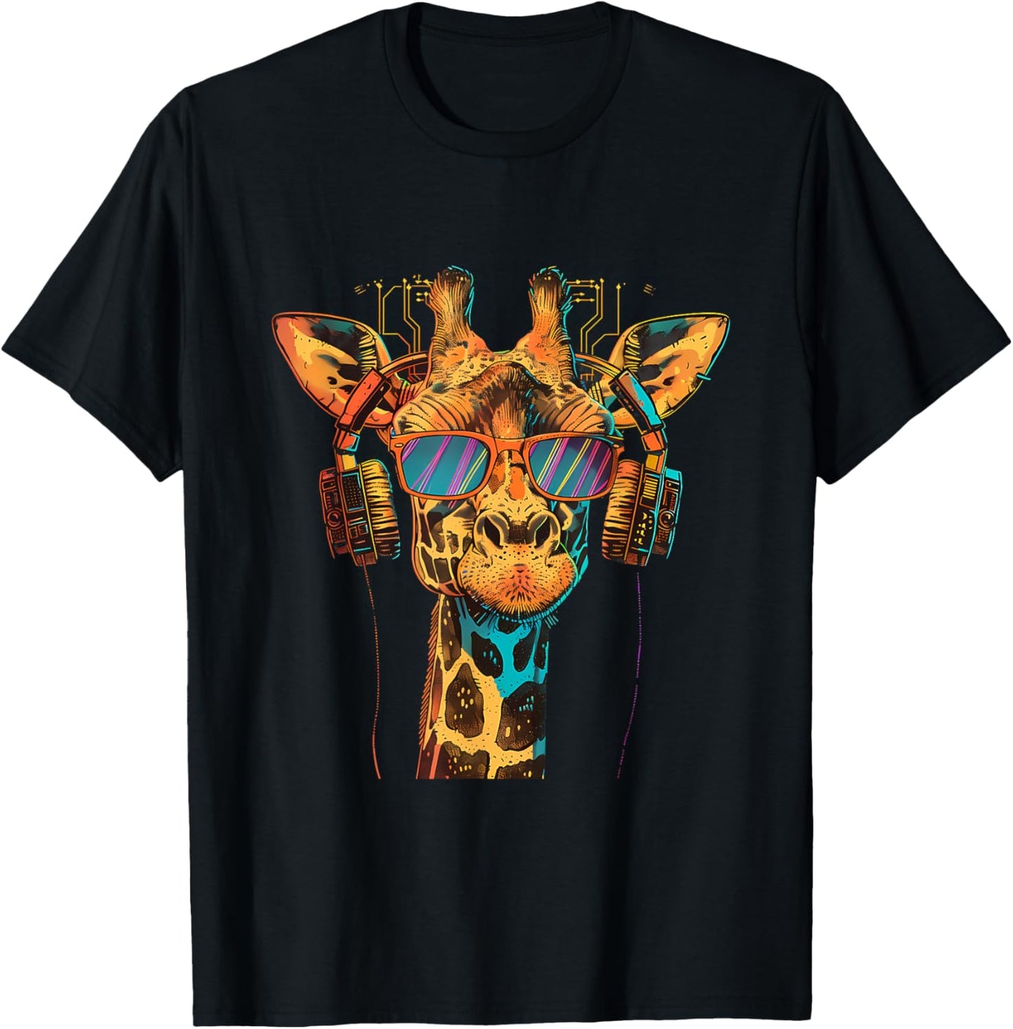 DJ Giraffe Dance Club Music Producer EDM Music Headphones T-Shirt - T-Shirt | Black