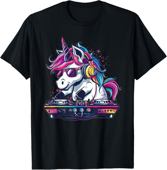 Music DJ Discjockey Art I Kids Deejay -Child Cartoon Themed , Black, Small T-Shirt - T-Shirt | Black