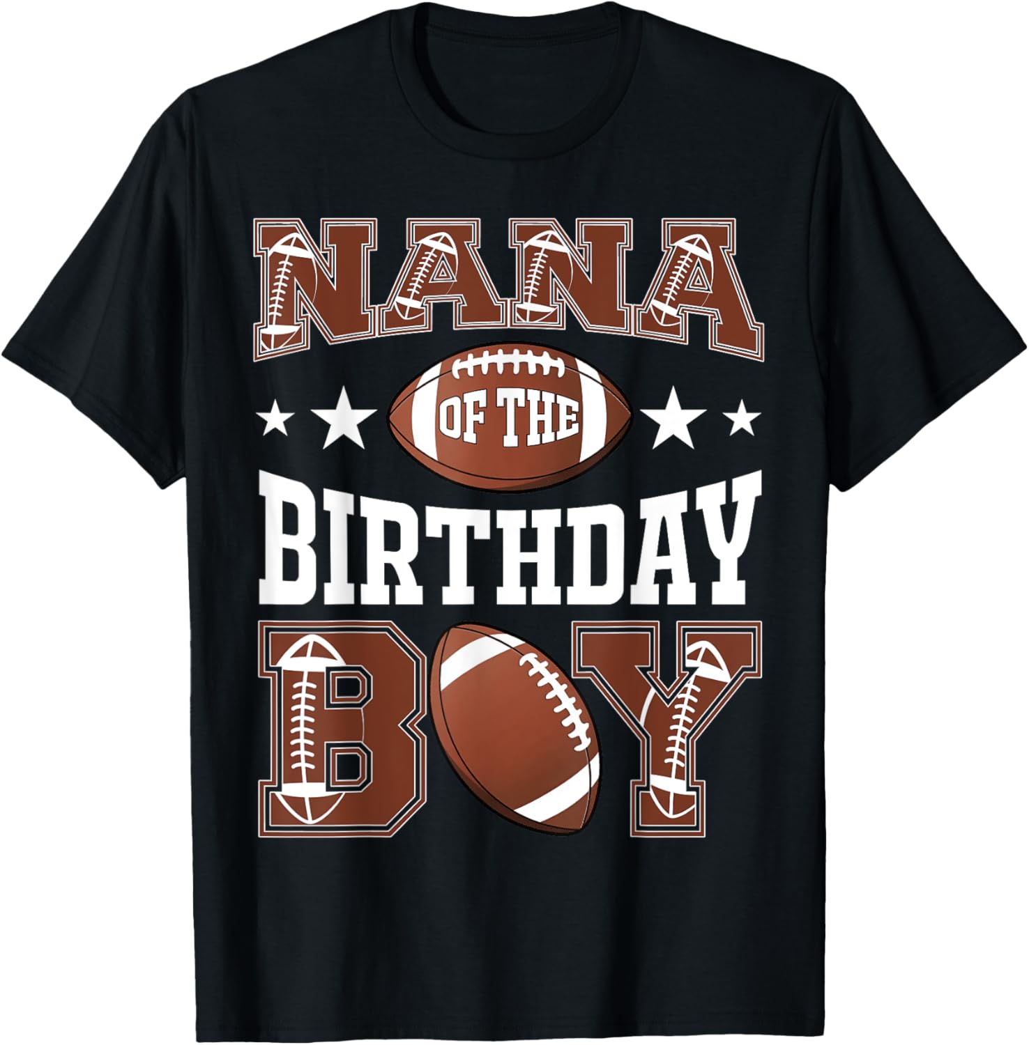 Nana Of The Birthday Boy Football Game Day T-Shirt - T-Shirt | Black