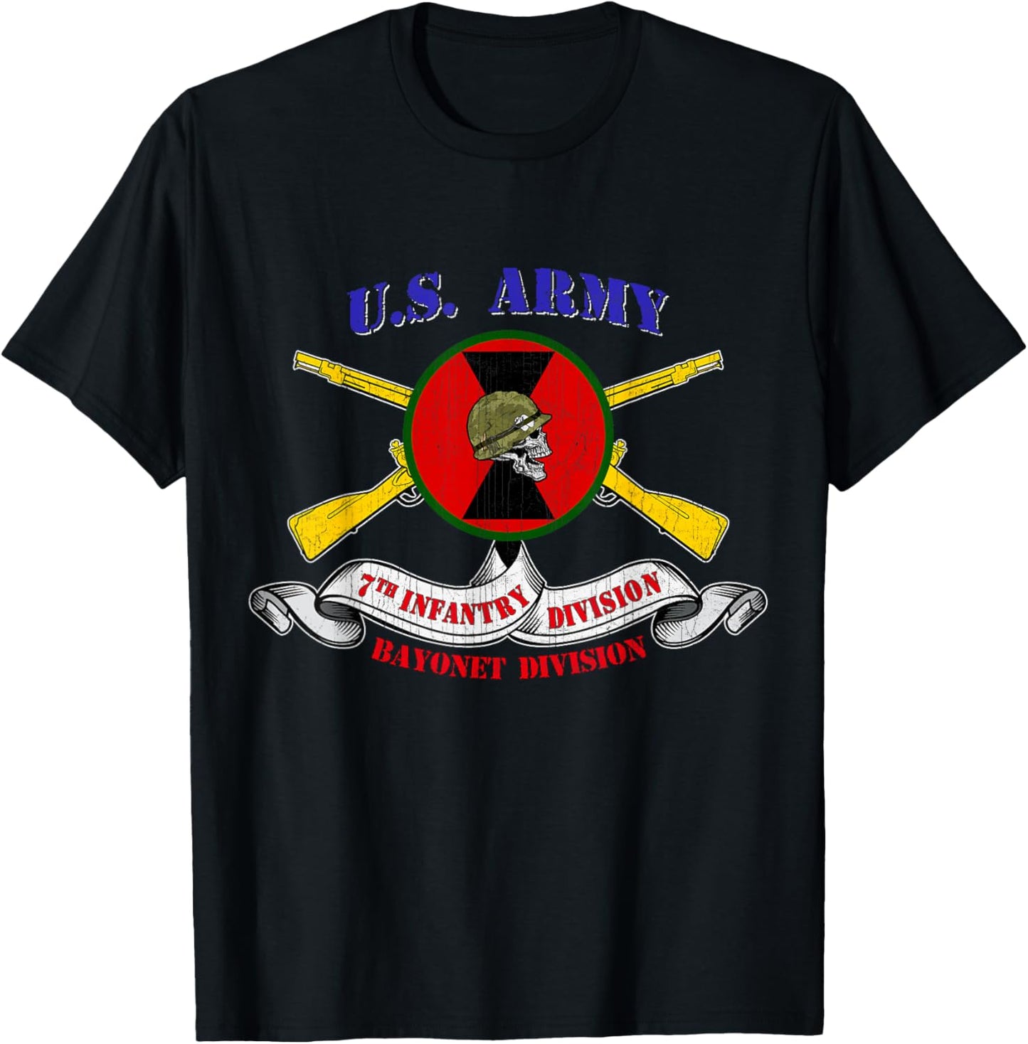 7th Infantry Division 7th ID Veteran Gifts Bayonet Division T-Shirt - T-Shirt | Black