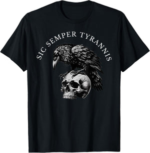 Sic Semper Tyrannis & Raven Skull T-Shirt - T-Shirt | Black