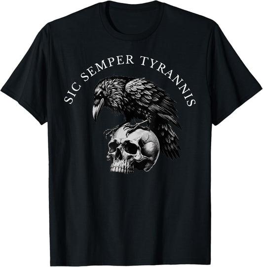 Sic Semper Tyrannis & Raven Skull T-Shirt - T-Shirt | Black