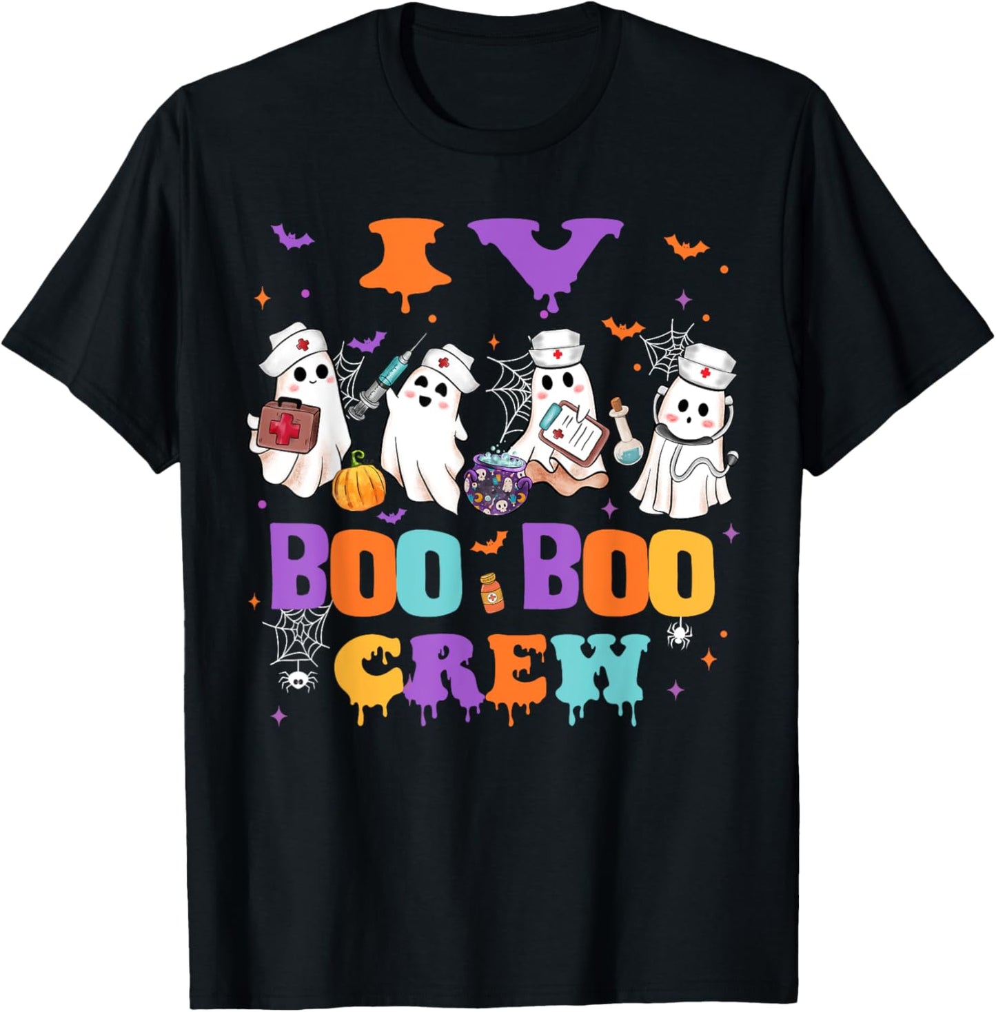 IV Nurse Boo Boo Crew Nurse Halloween Squad Nursing T-Shirt - T-Shirt | Black