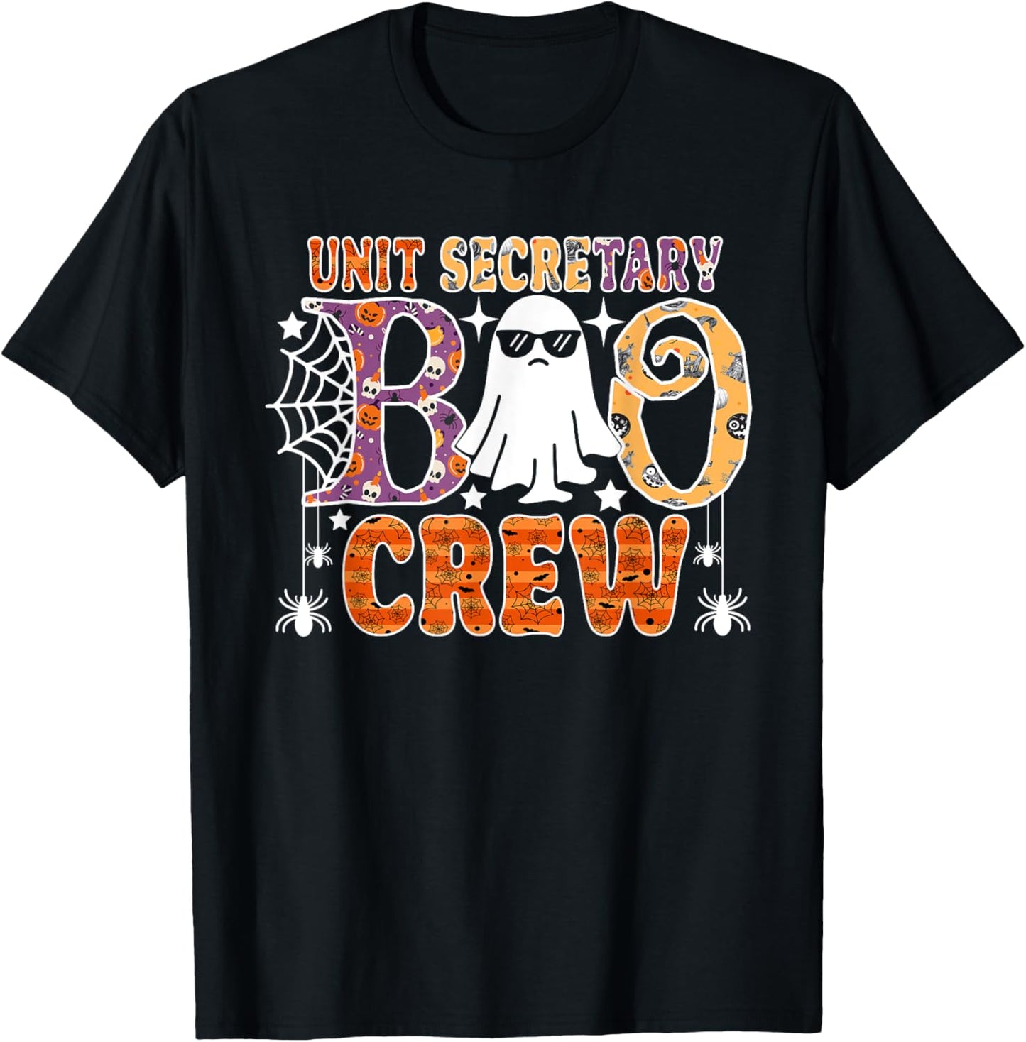 Unit Secretary Boo Crew Funny Ghost Halloween Costume T-Shirt - T-Shirt | Black
