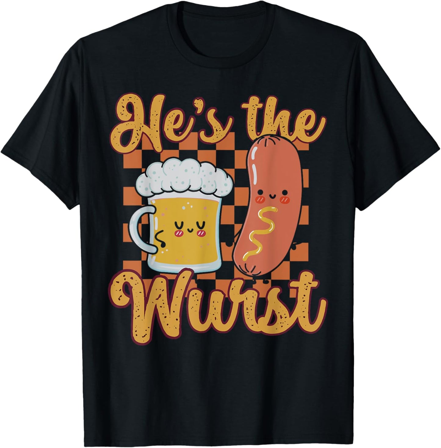 Oktoberfest German Drinking He's The Wurst Couple Matching T-Shirt - T-Shirt | Black