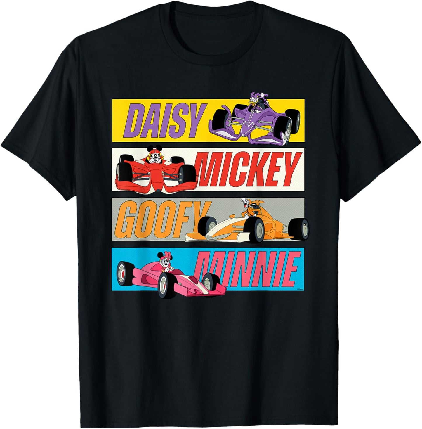 Disney Racing Mickey Daisy Minnie & Goofy Race Car Drivers T-Shirt - T-Shirt | Black