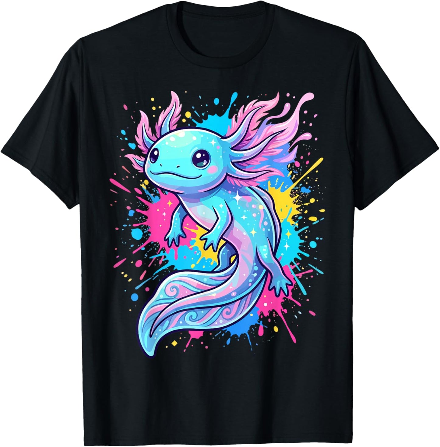 Axolotls Lover Beautiful Colorful Axolotl T-Shirt - T-Shirt | Black