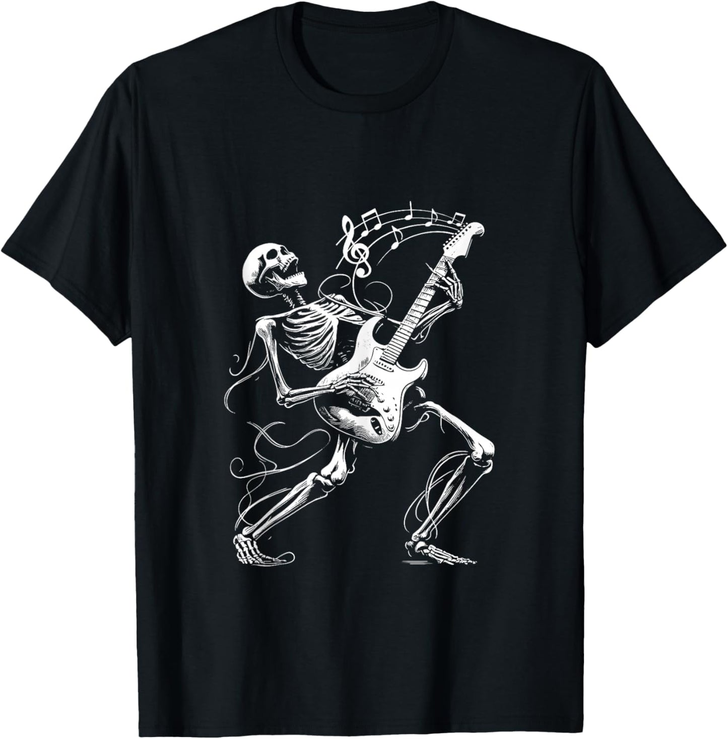 Skeleton Playing Guitar Music Gifts Women Rock Band T-Shirt - T-Shirt | Black