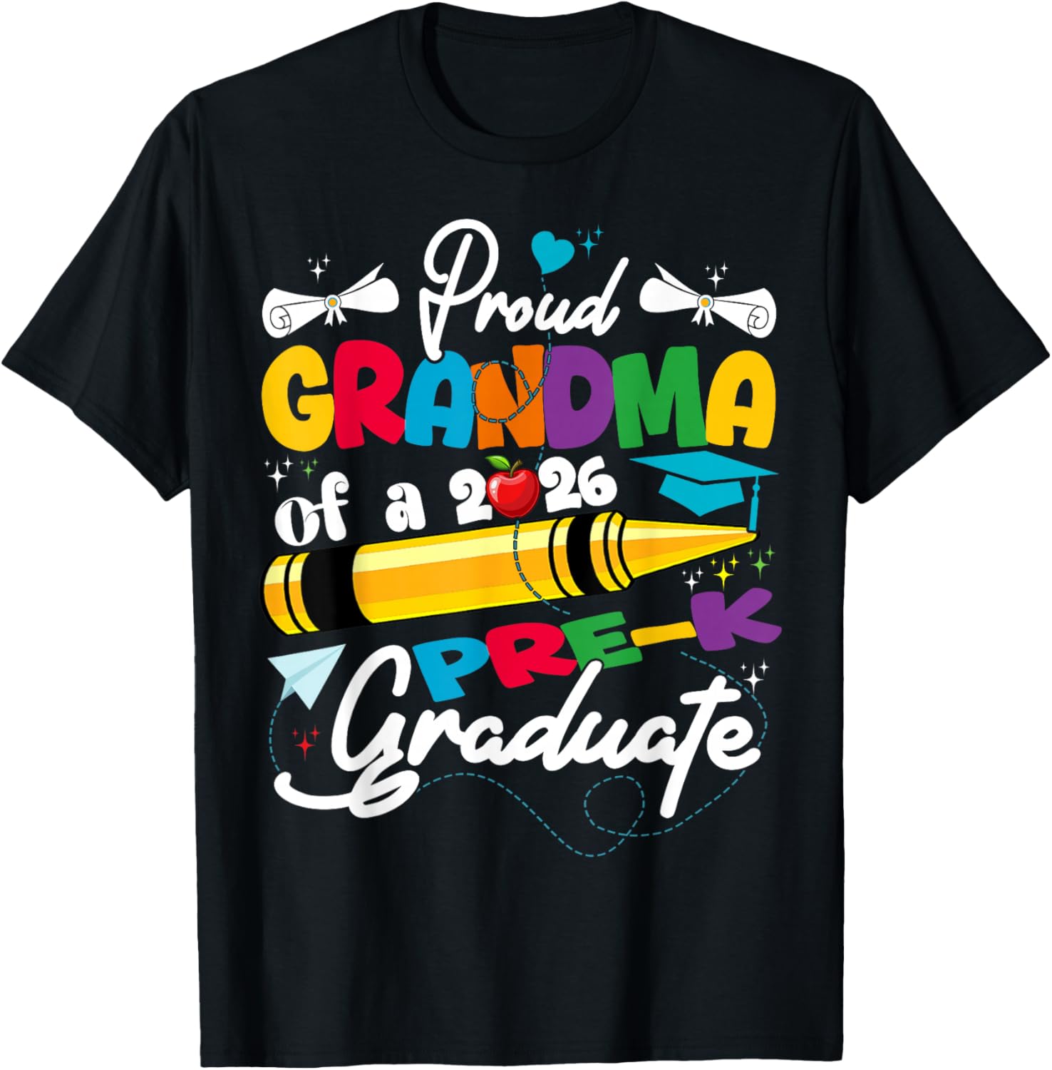 Proud Grandma of 2026 Pre-K Graduate Mothers Day Graduation T-Shirt - T-Shirt | Black