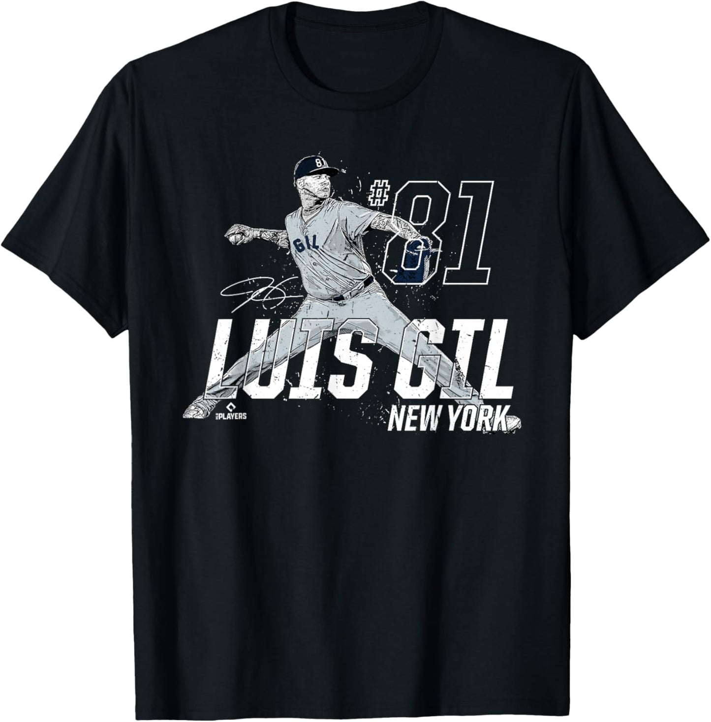 Dynamic Pose Luis Gil New York Baseball MLBPA T-Shirt - T-Shirt | Black