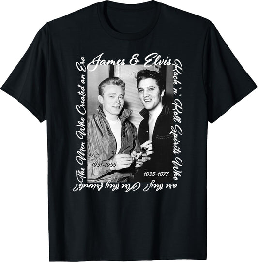 James Dean_Elvis Presley_Back Printed T-Shirt - T-Shirt | Black