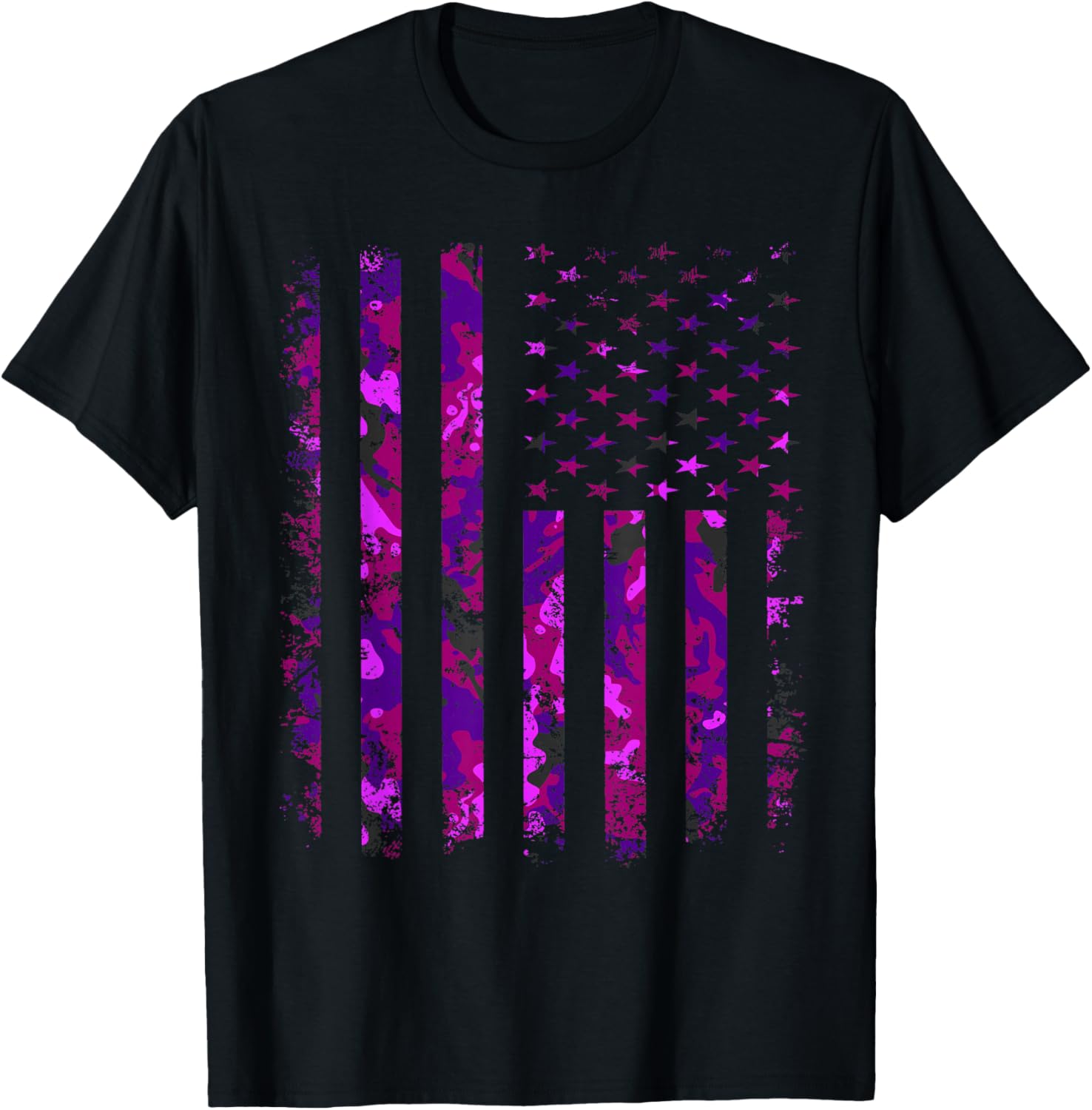 Purple up US Flag Military Kids Month of The Military Child T-Shirt - T-Shirt | Black